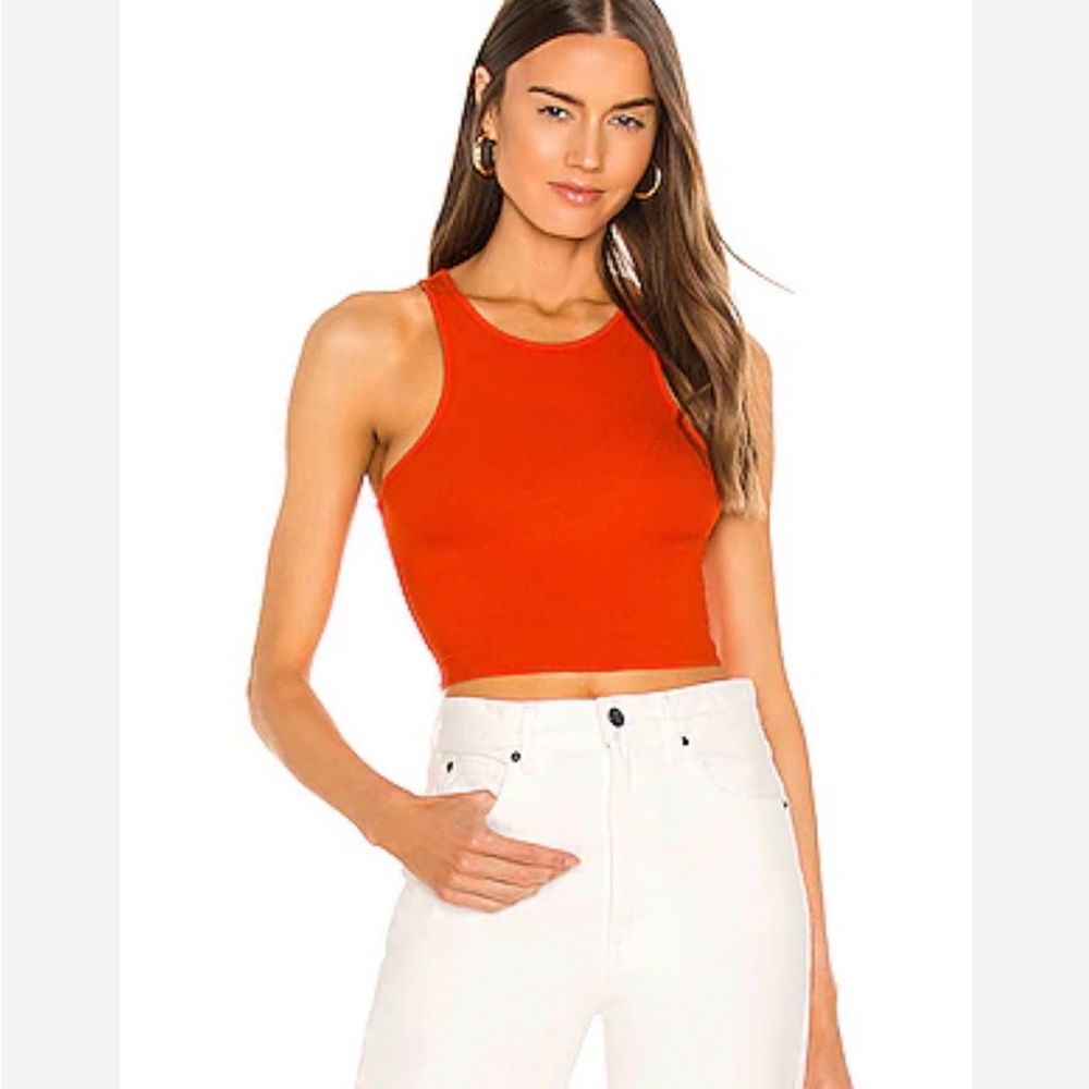 Free People Intimately High-Neck Crop Tank- Bright Orange